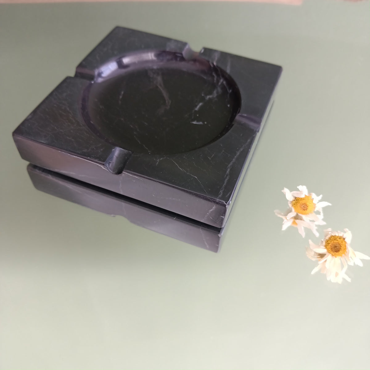 Black Marble Square Ashtray