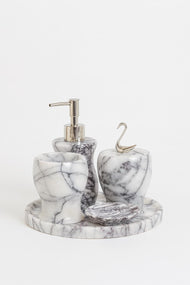 Calacatta Viola Marble Bathroom Set with Round Tray
