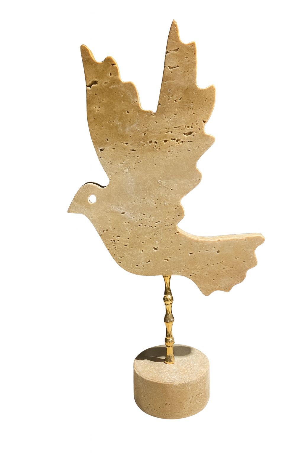 Travertine Dove Sculpture on Brass Stem