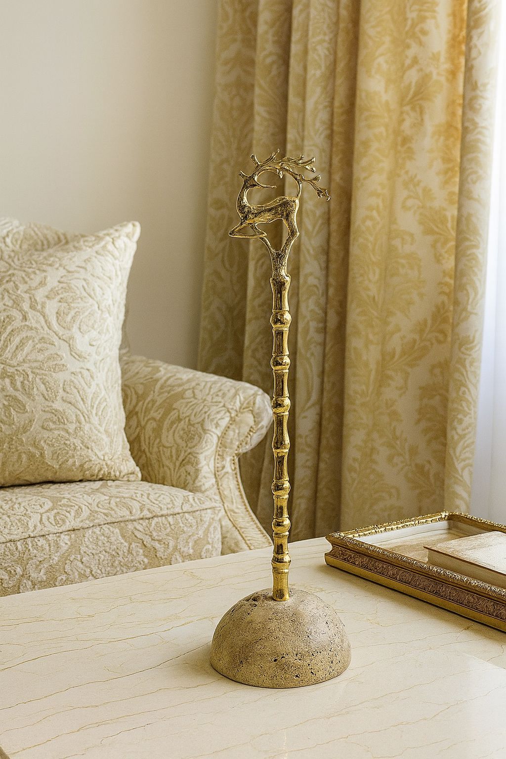 Brass and Stone Paper Towel Holder