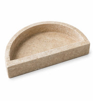 Half-Moon Travertine Catchall Tray