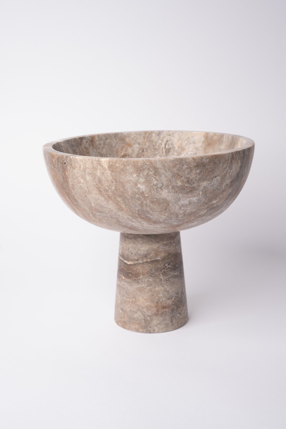 Silver Travertine Pedestal Bowl