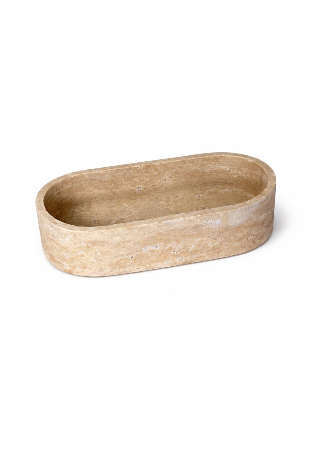 Oval Travertine Vanity Tray