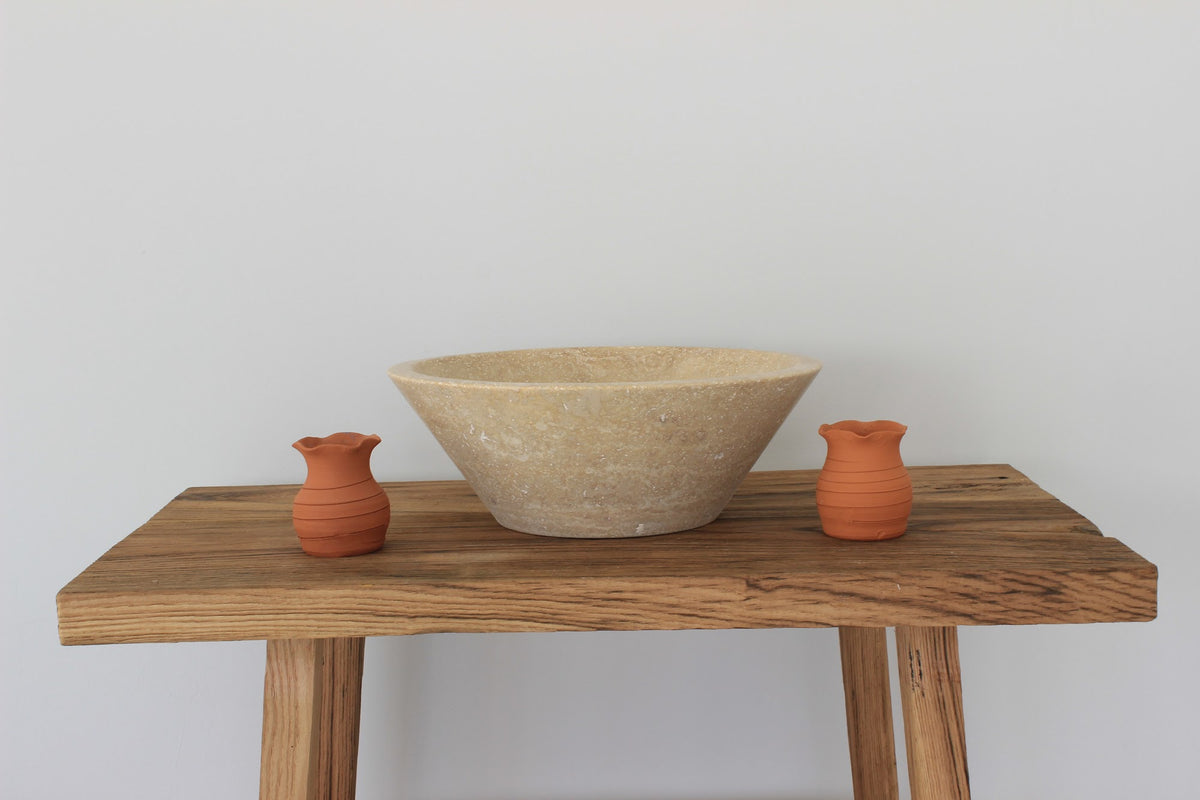Conical Travertine Vessel Sink