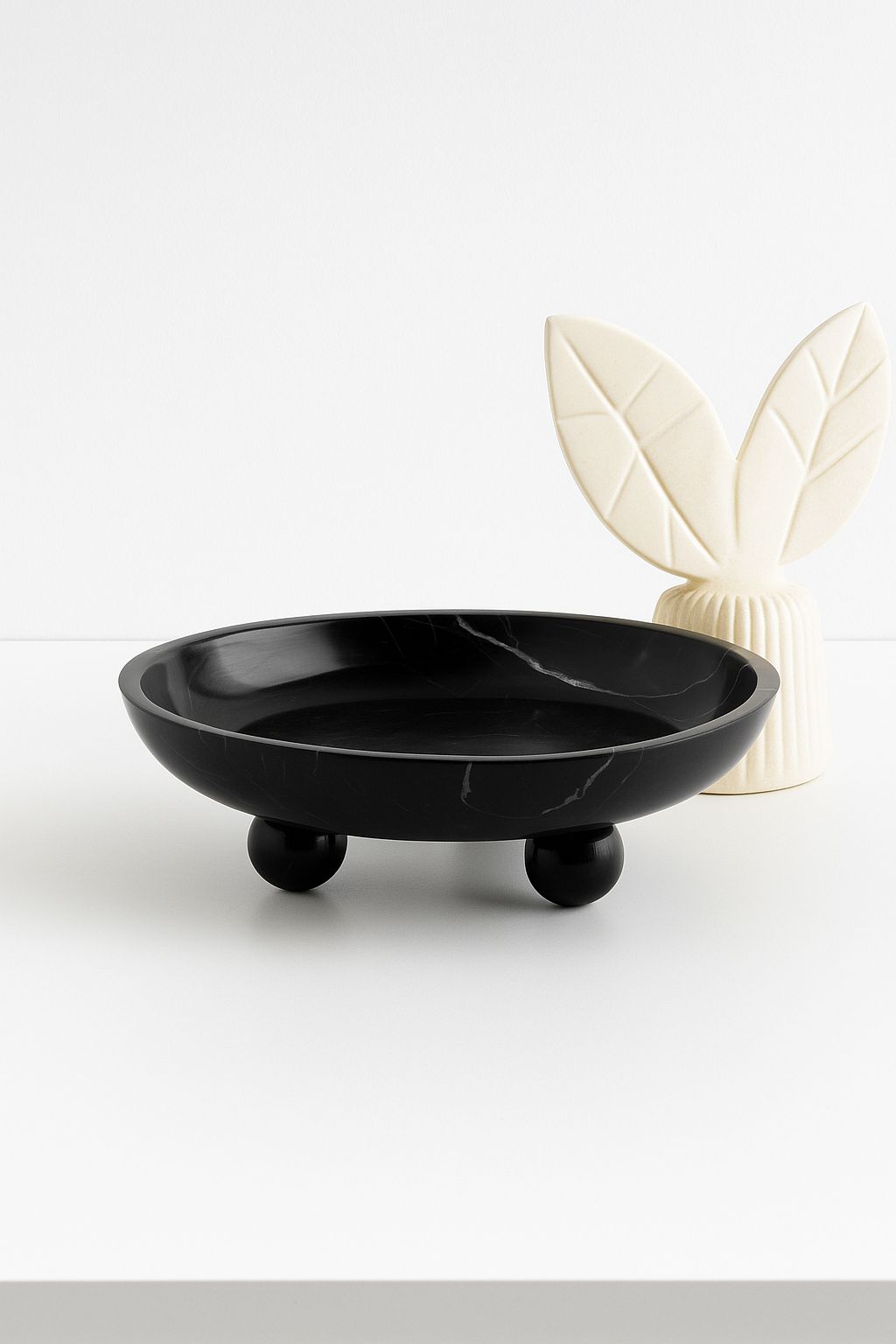 Black Marble Footed Bowl