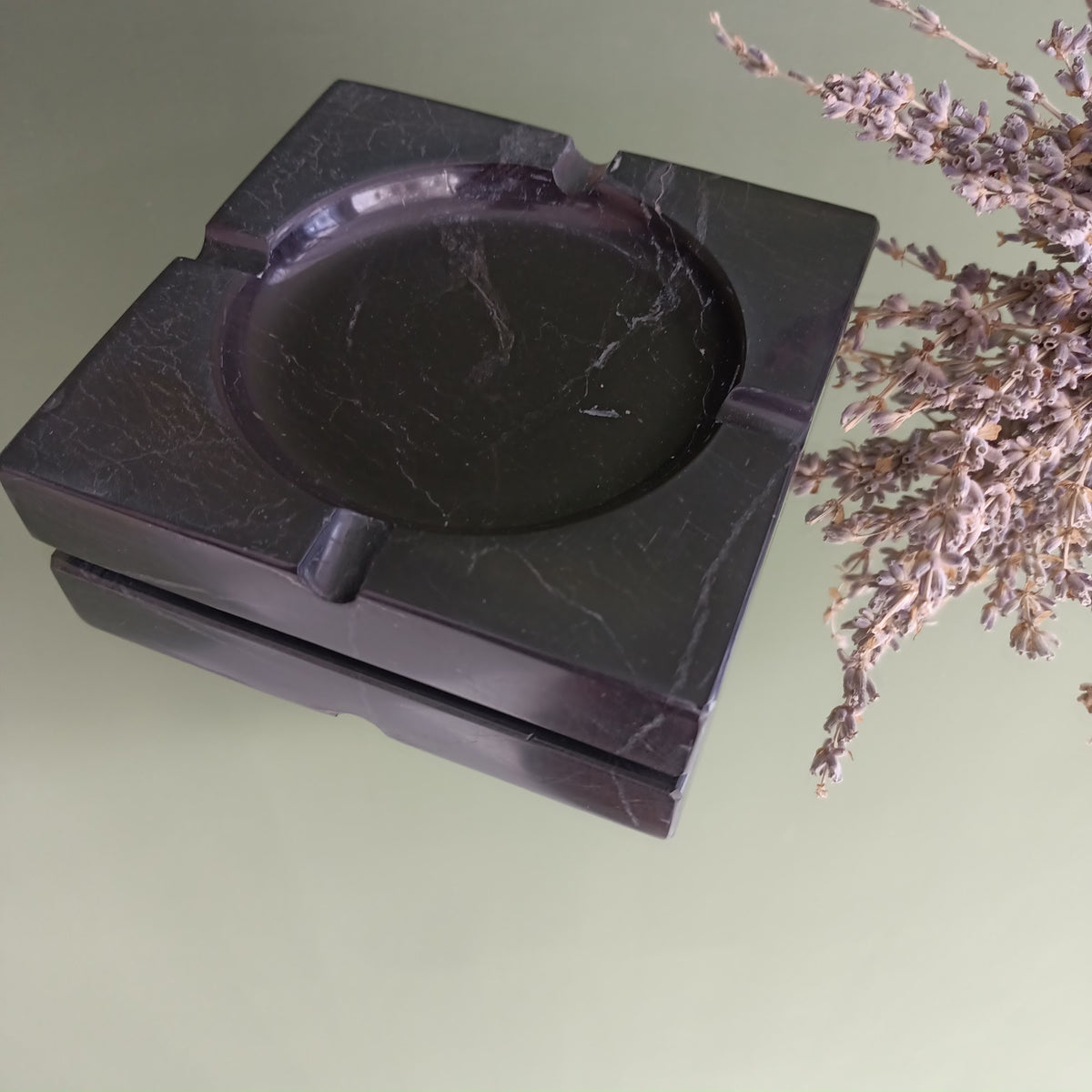 Black Marble Square Ashtray