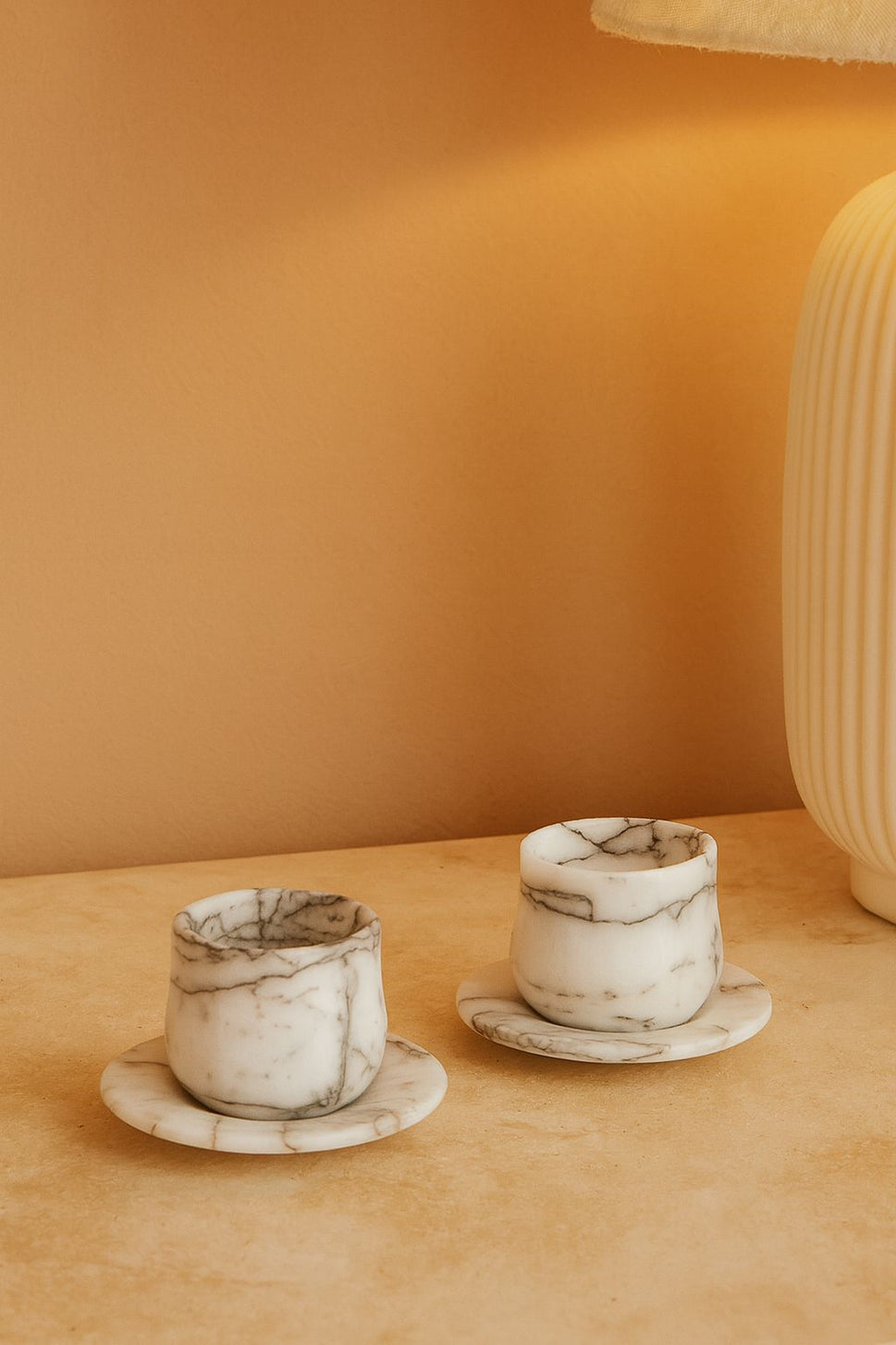 Marble Espresso Cup and Saucer Set of 2