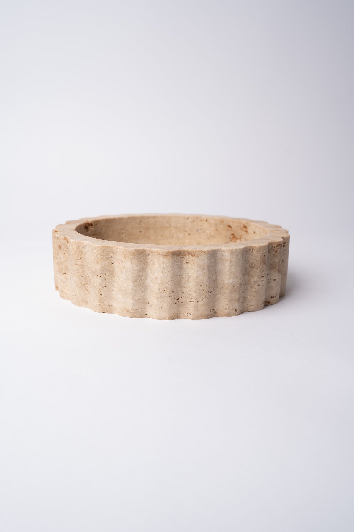 Scalloped Travertine Low Bowl