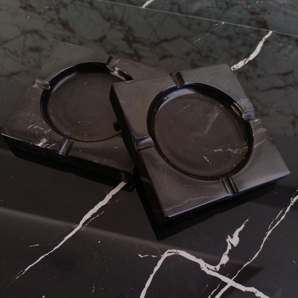 Black Marble Square Ashtray