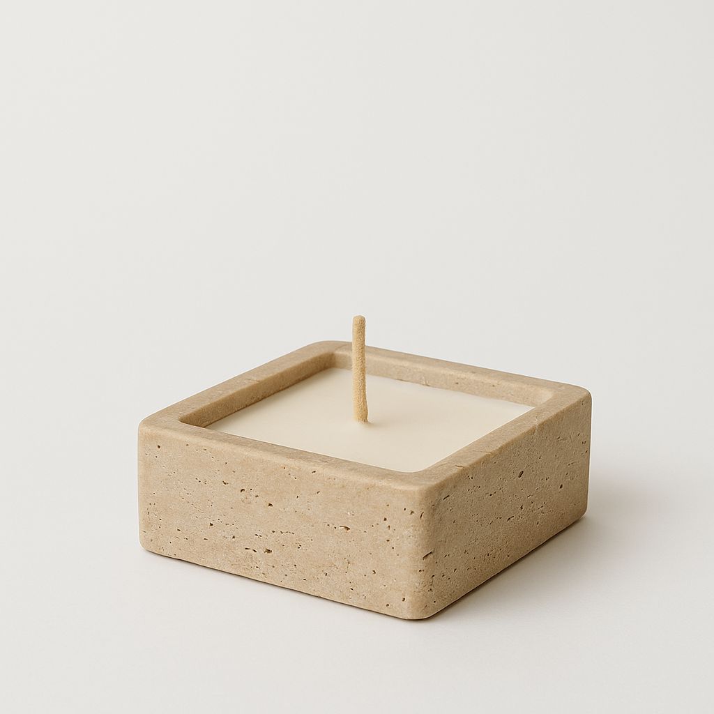 Travertine Candle Vessel