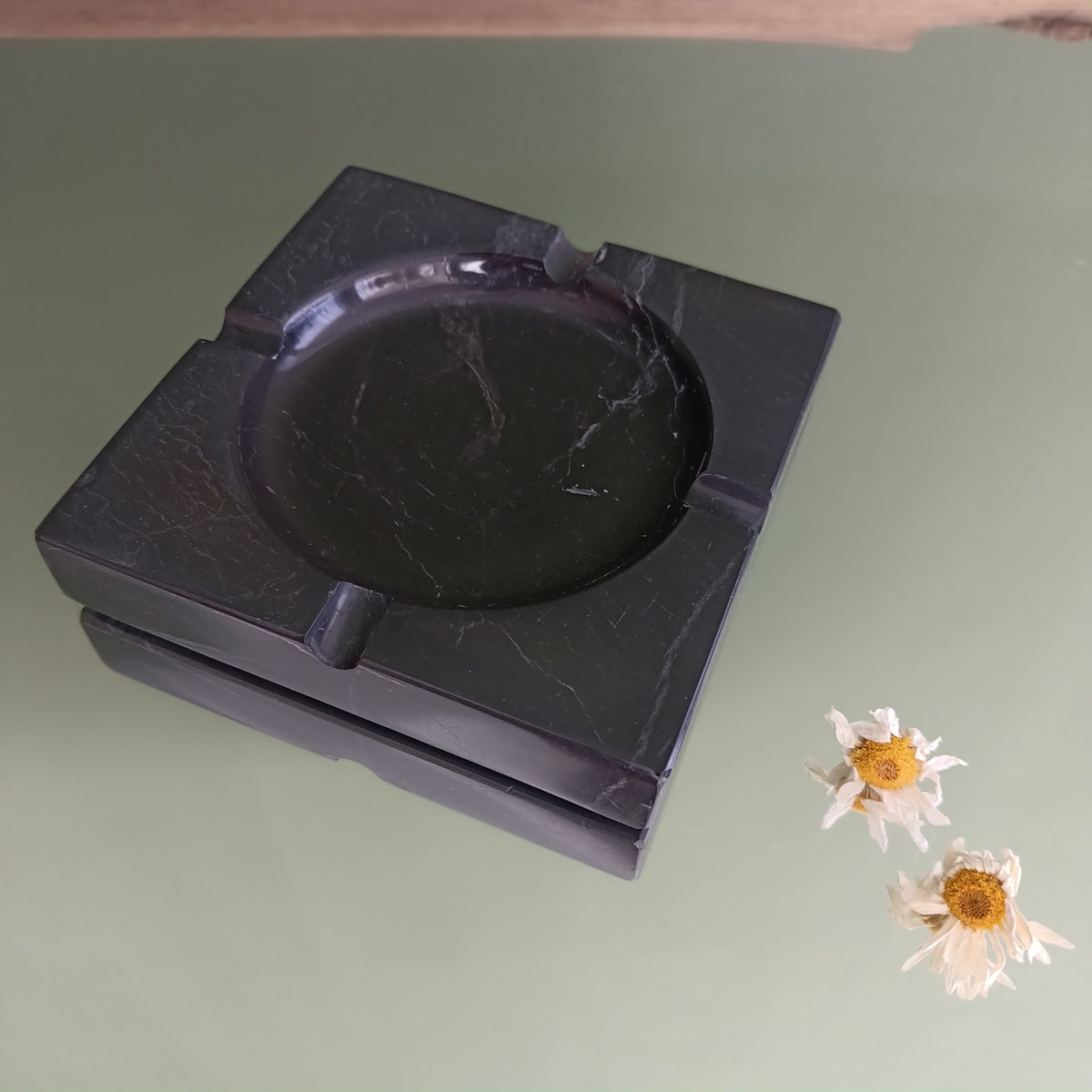 Black Marble Square Ashtray
