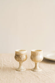 Travertine Cup and Saucer Set of 2