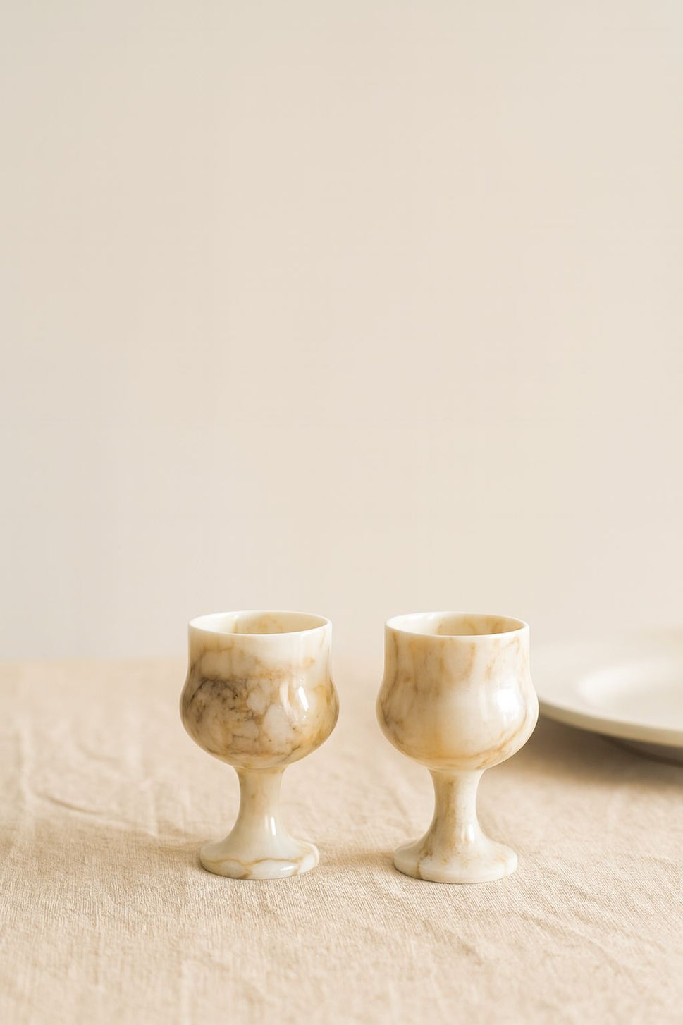 Travertine Cup and Saucer Set of 2