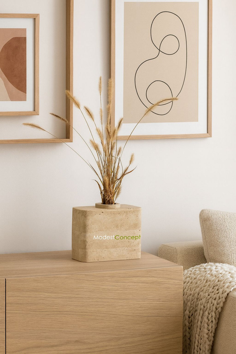 Travertine Block Vase
