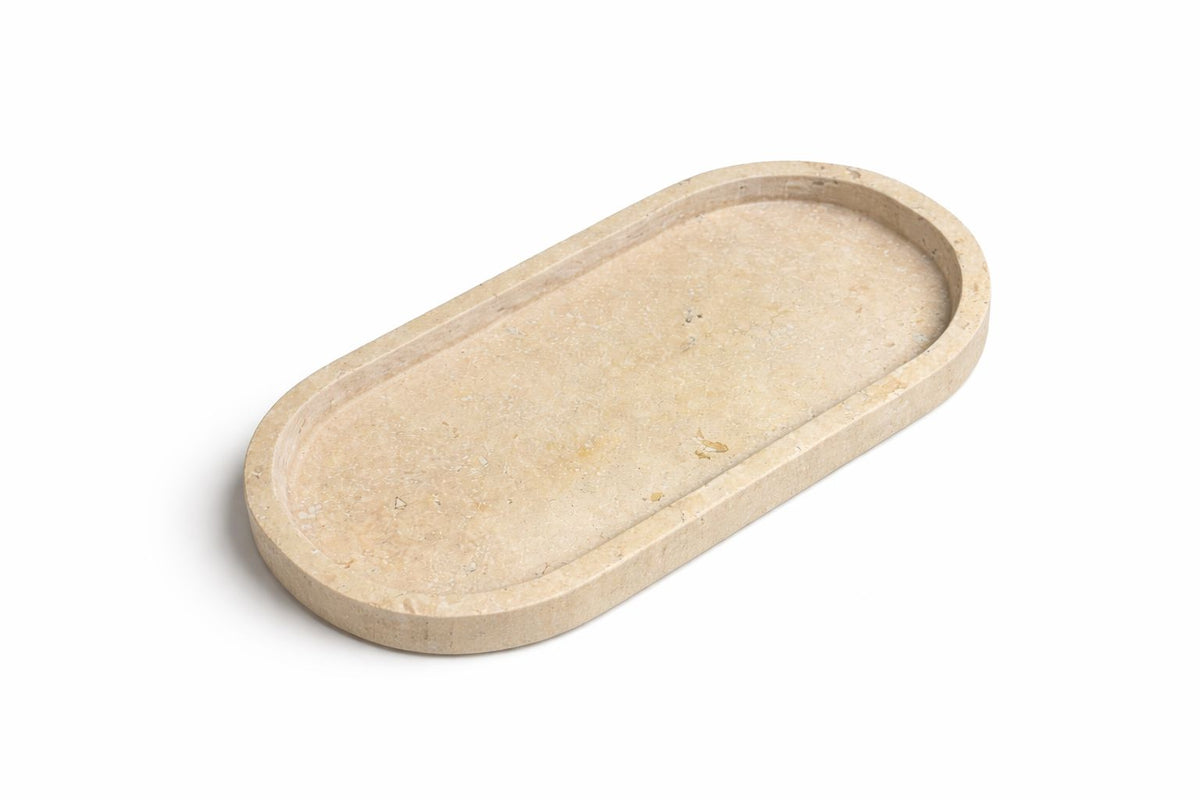 Oval Travertine Vanity Tray