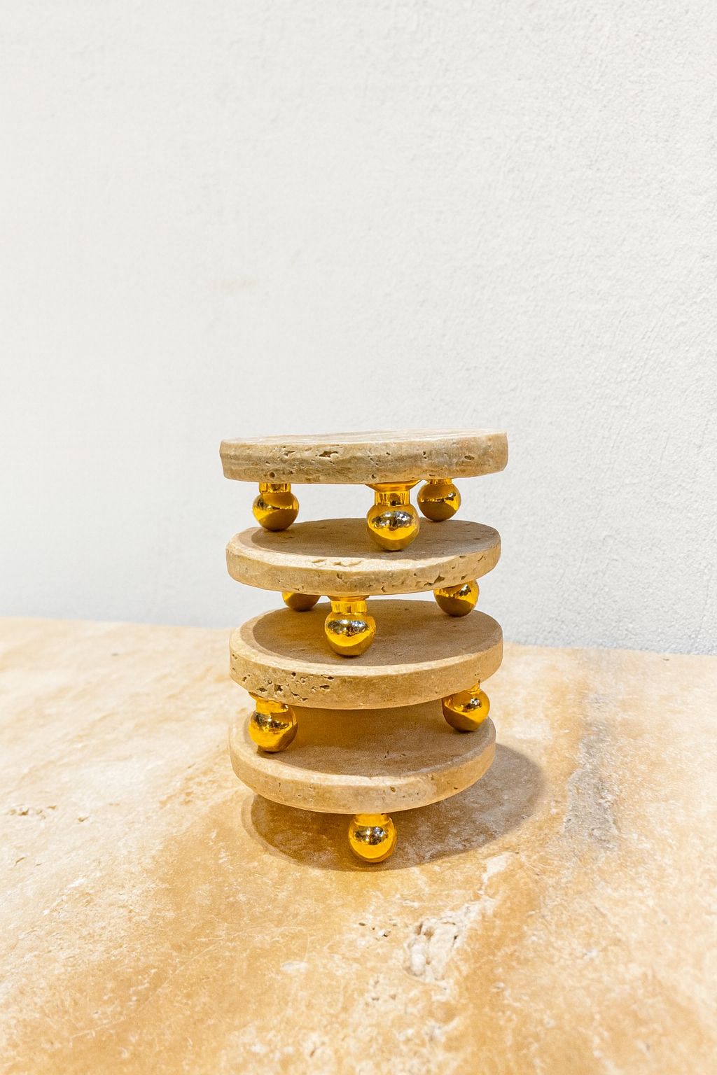 Travertine Coasters with Gold Feet