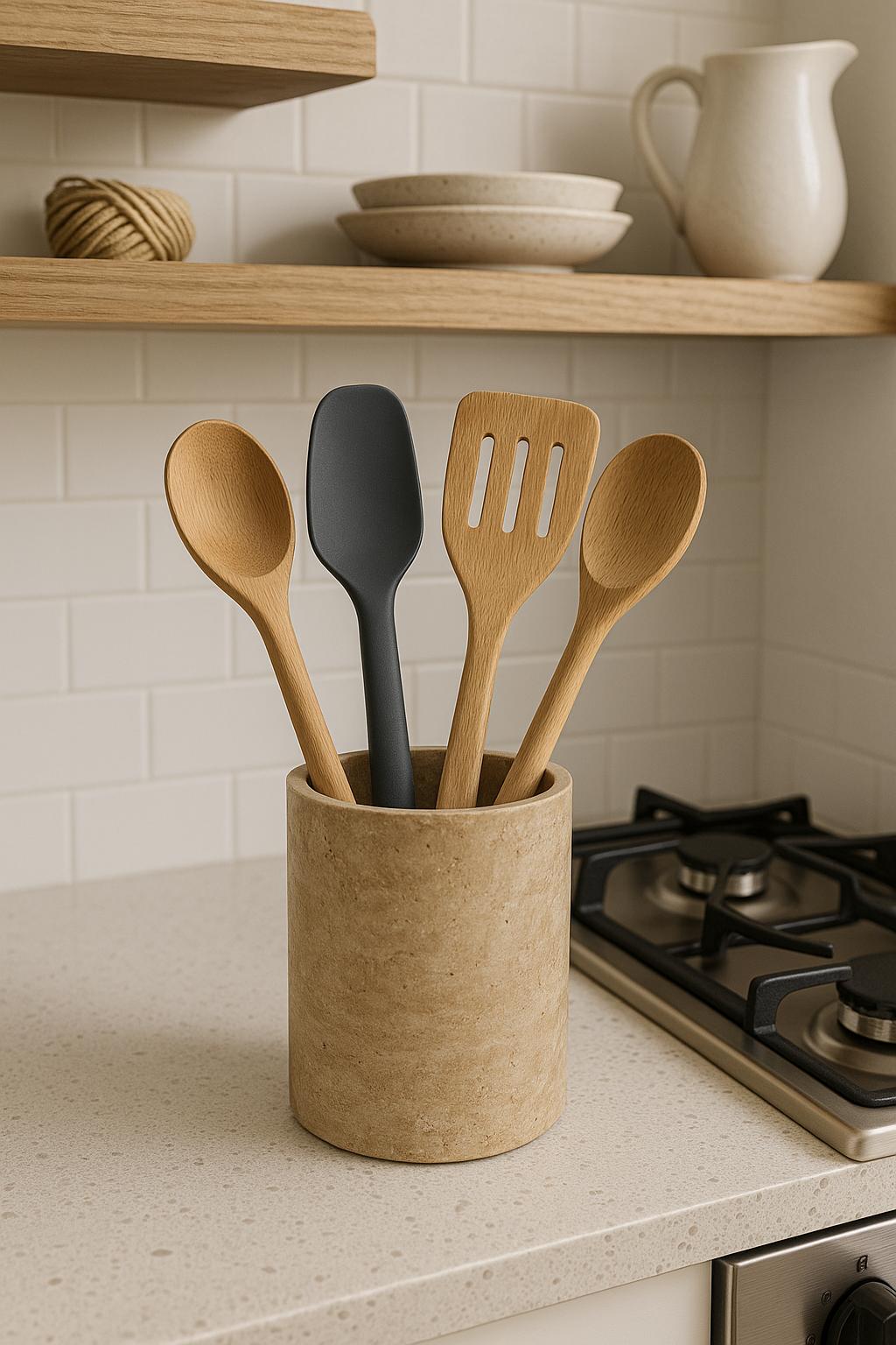 Travertine Utensil Holder