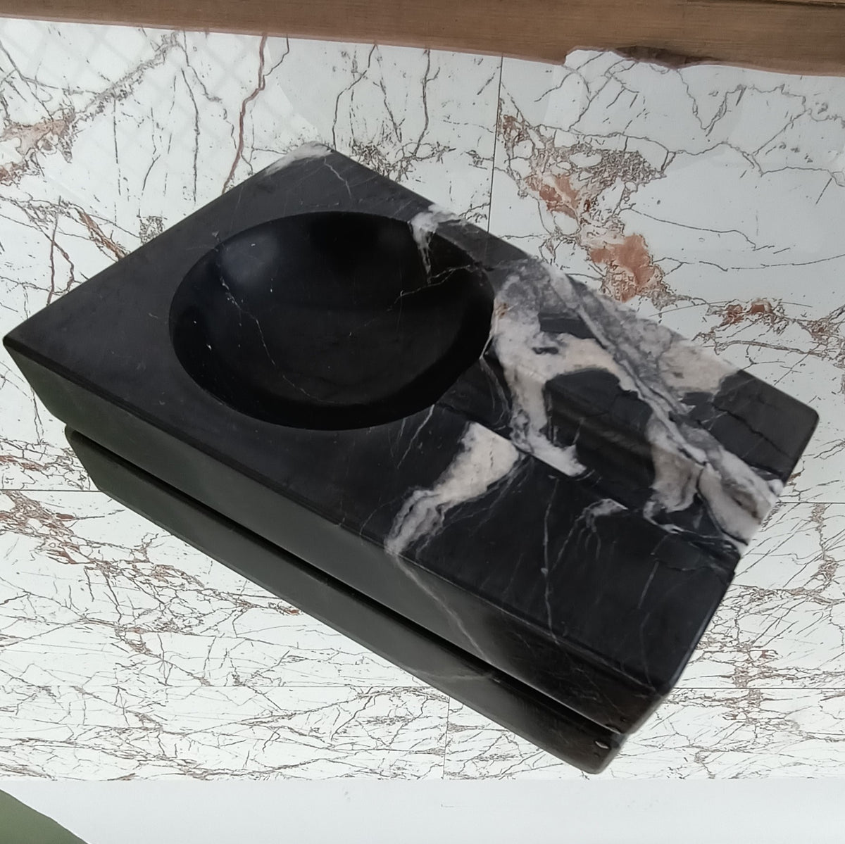 Black Marble Rectangular Cigar Ashtray