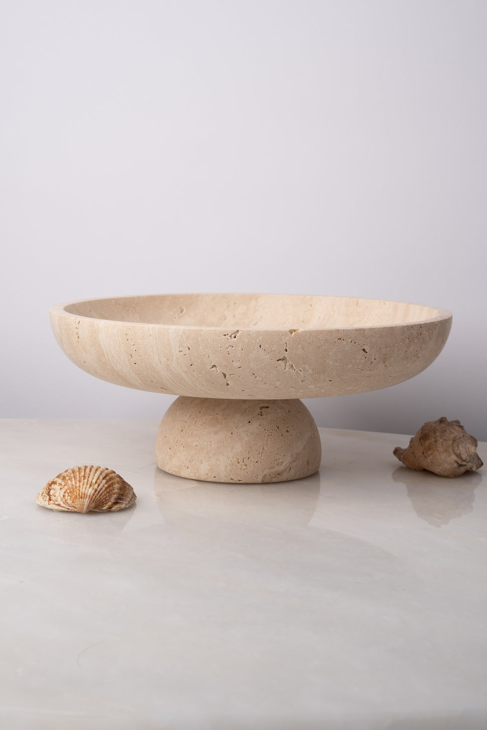 Travertine Pedestal Fruit Bowl