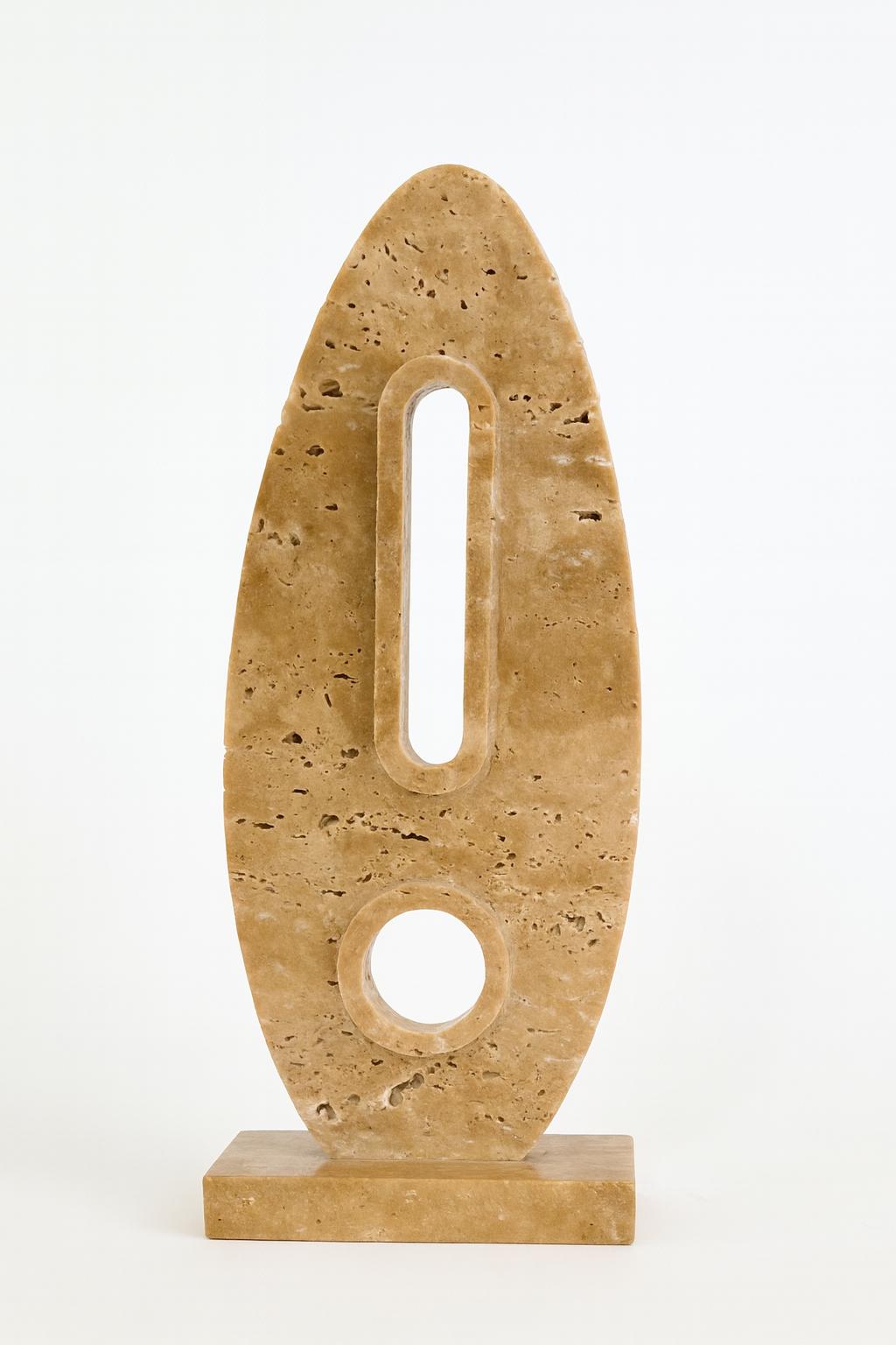 Travertine Oval Totem Sculpture