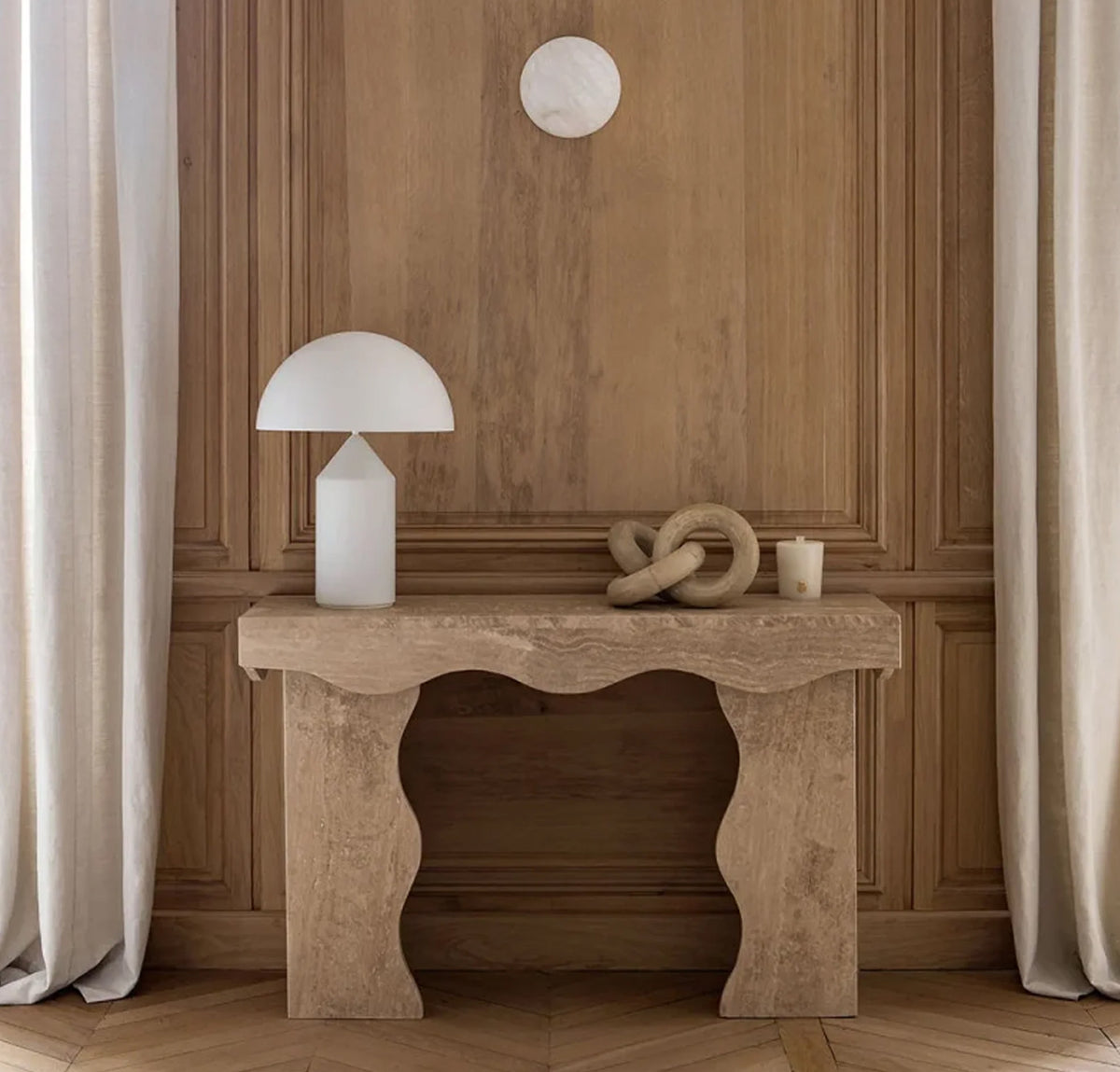 Wavy Travertine Console Table