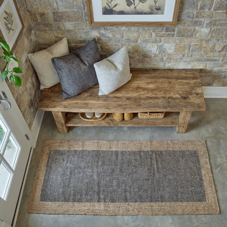 Long Entryway Bench with Lower Shelf - Rustic Live Edge Reclaimed Wood