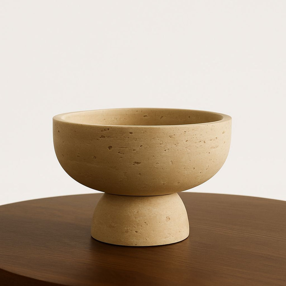 Travertine Pedestal Fruit Bowl