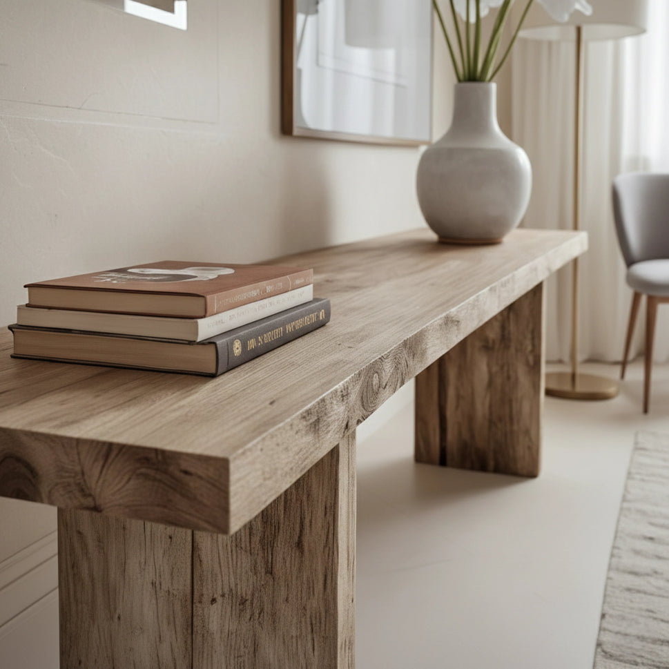 Chunky Beam Console Table - Rustic Entryway Live Edge