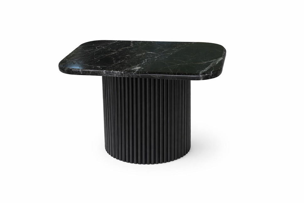 Black Marble Coffee Table with Fluted Base