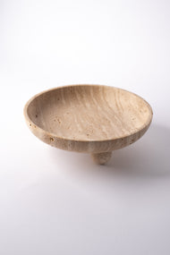 Footed Travertine Catchall Tray