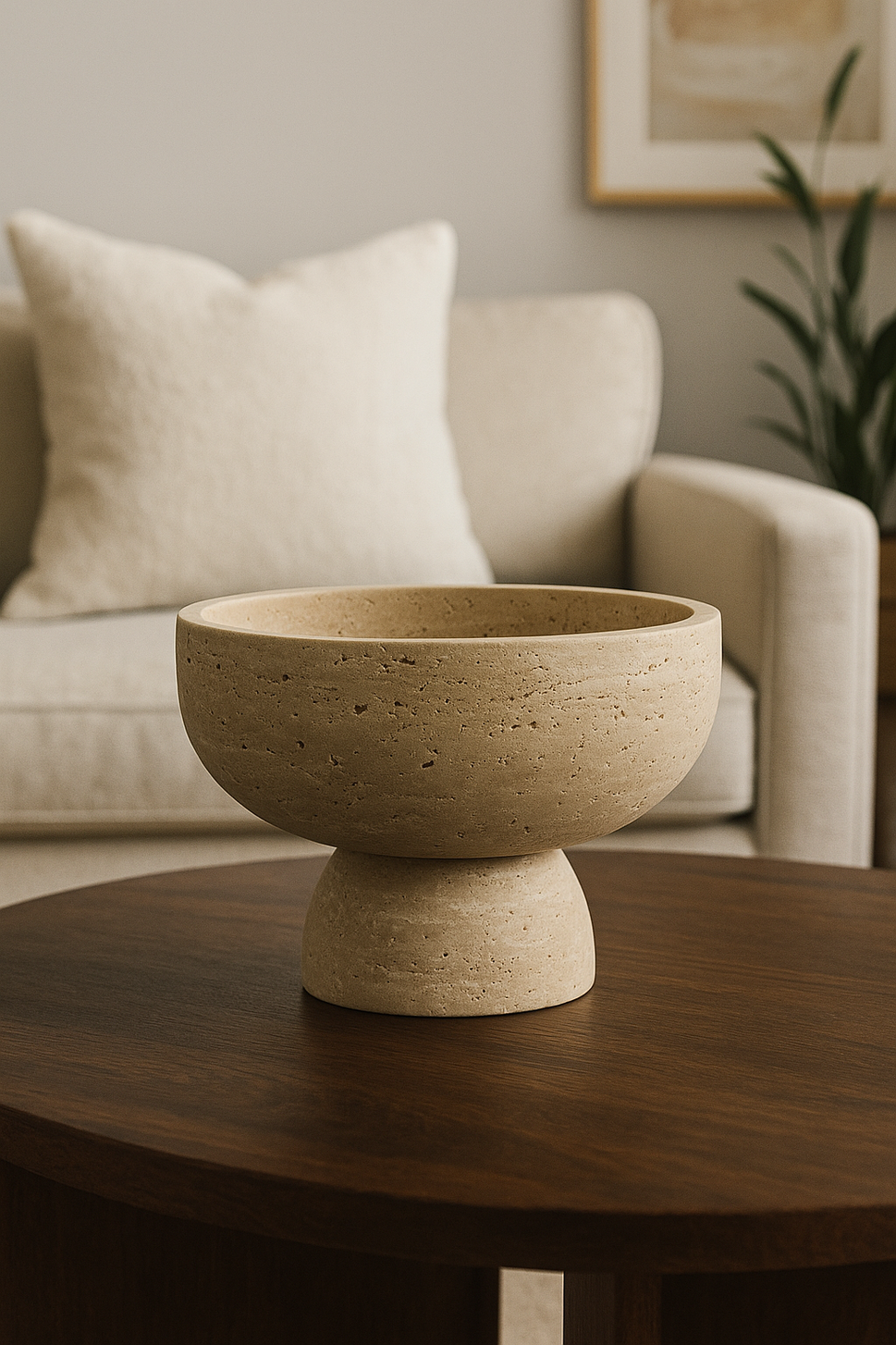 Travertine Pedestal Fruit Bowl