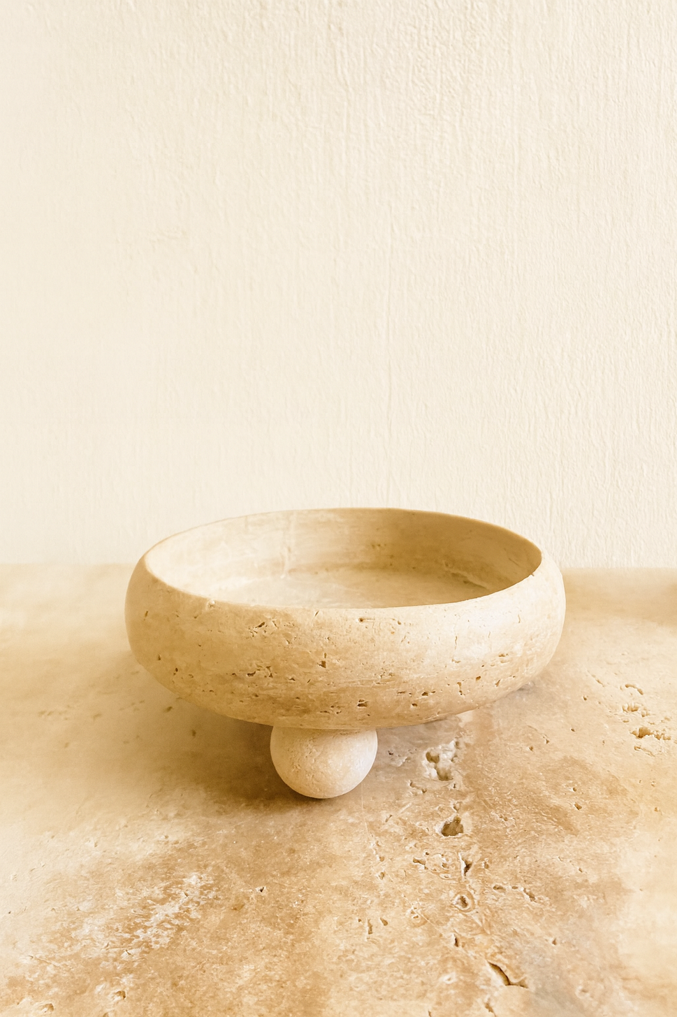 Chiselled Travertine Low Bowl