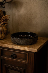 Hand-Carved Black Stone Bowl