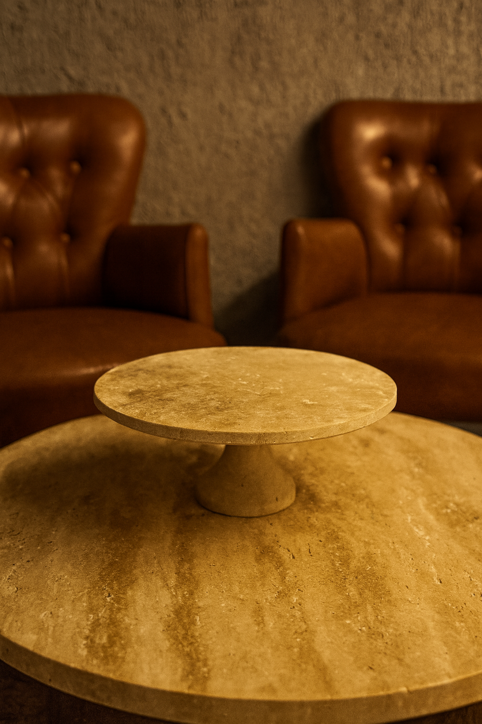 Chiselled Travertine Low Bowl