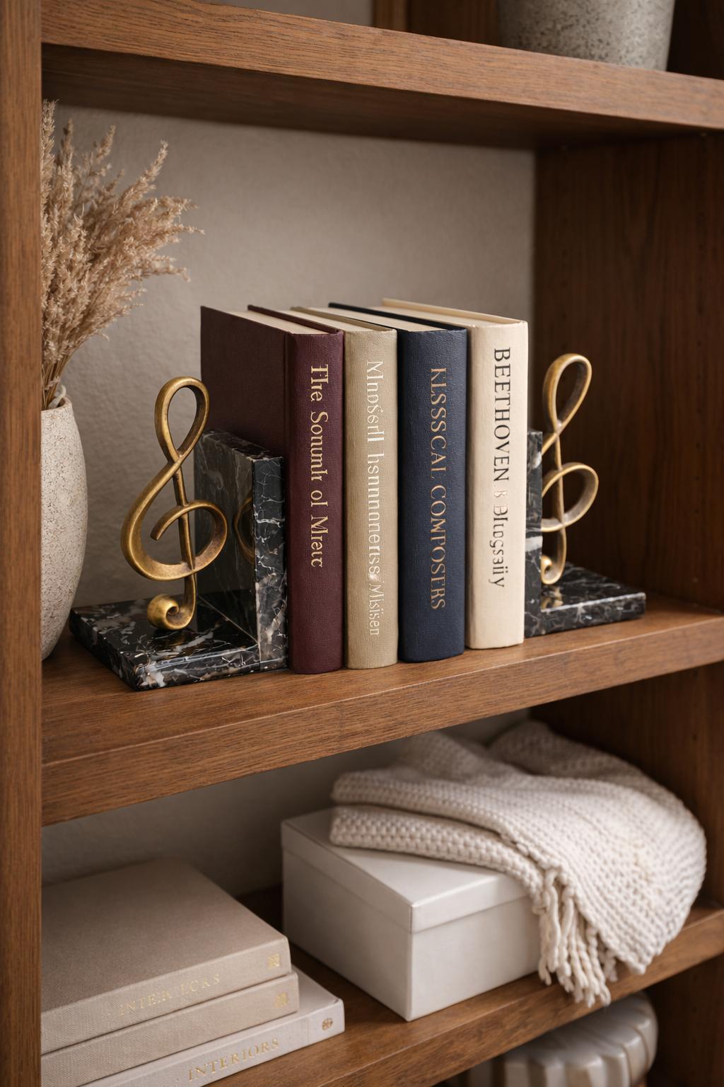 Black Marble Treble Clef Bookends