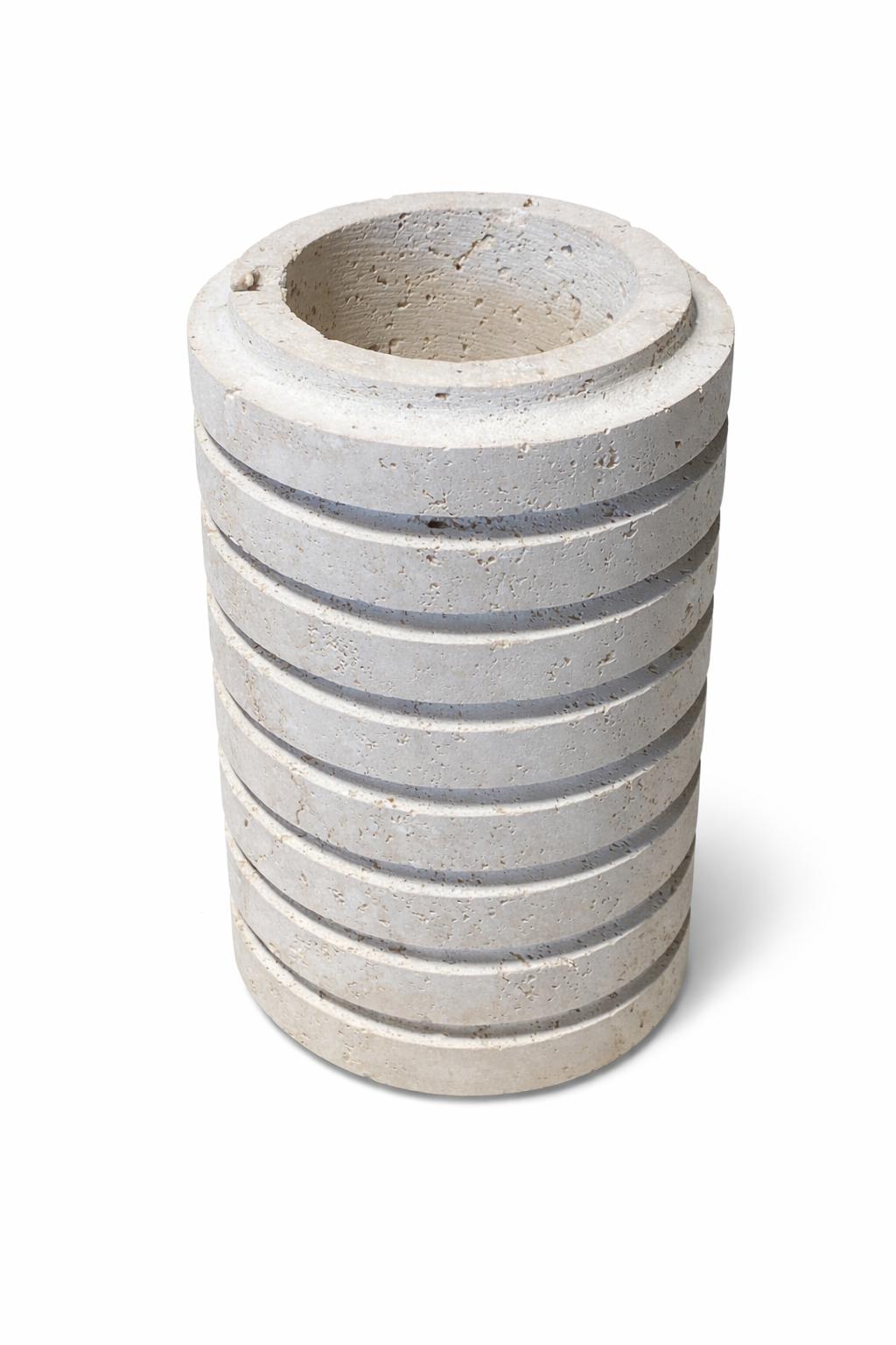 Stacked Ring Travertine Vase