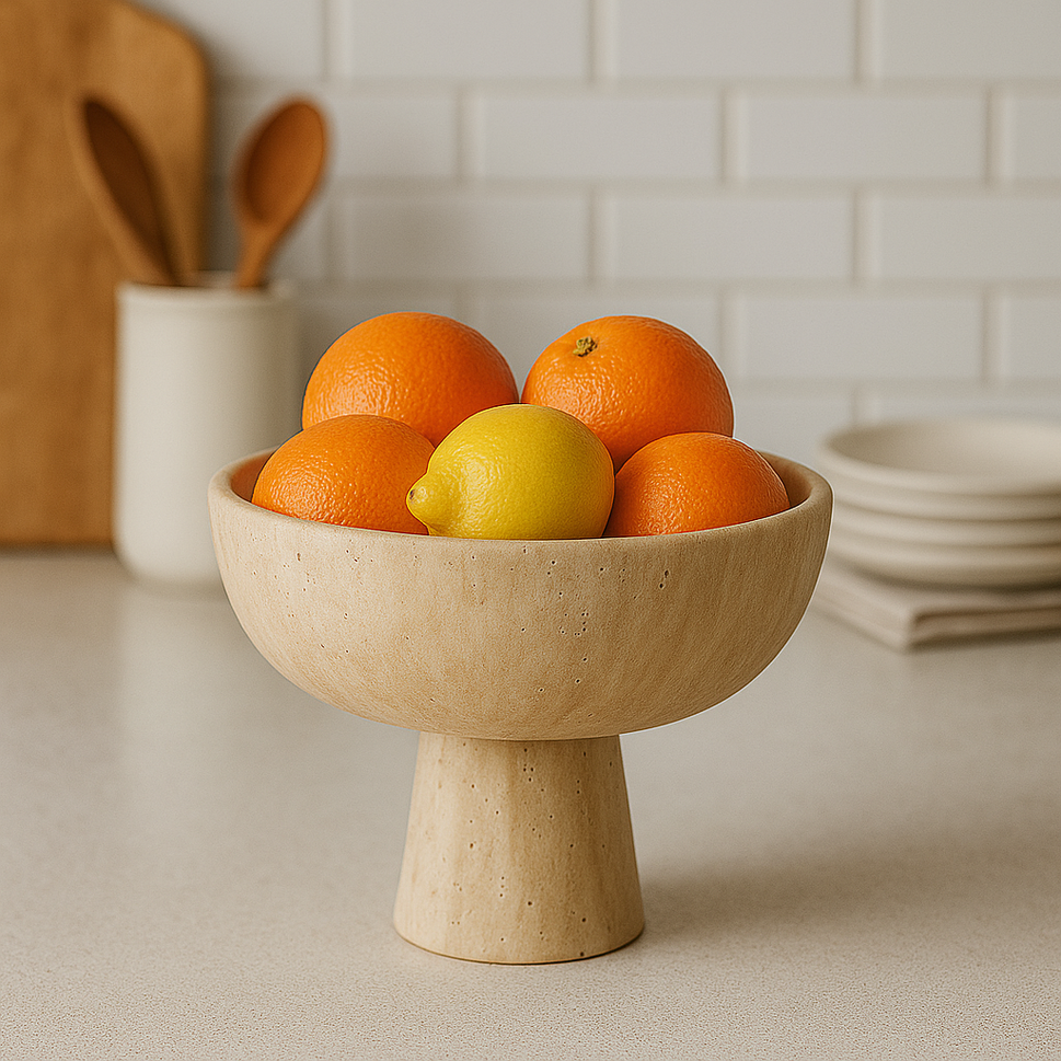 Travertine Pedestal Fruit Bowl
