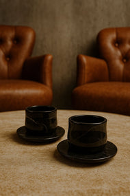 Marble Espresso Cup and Saucer Set of 2