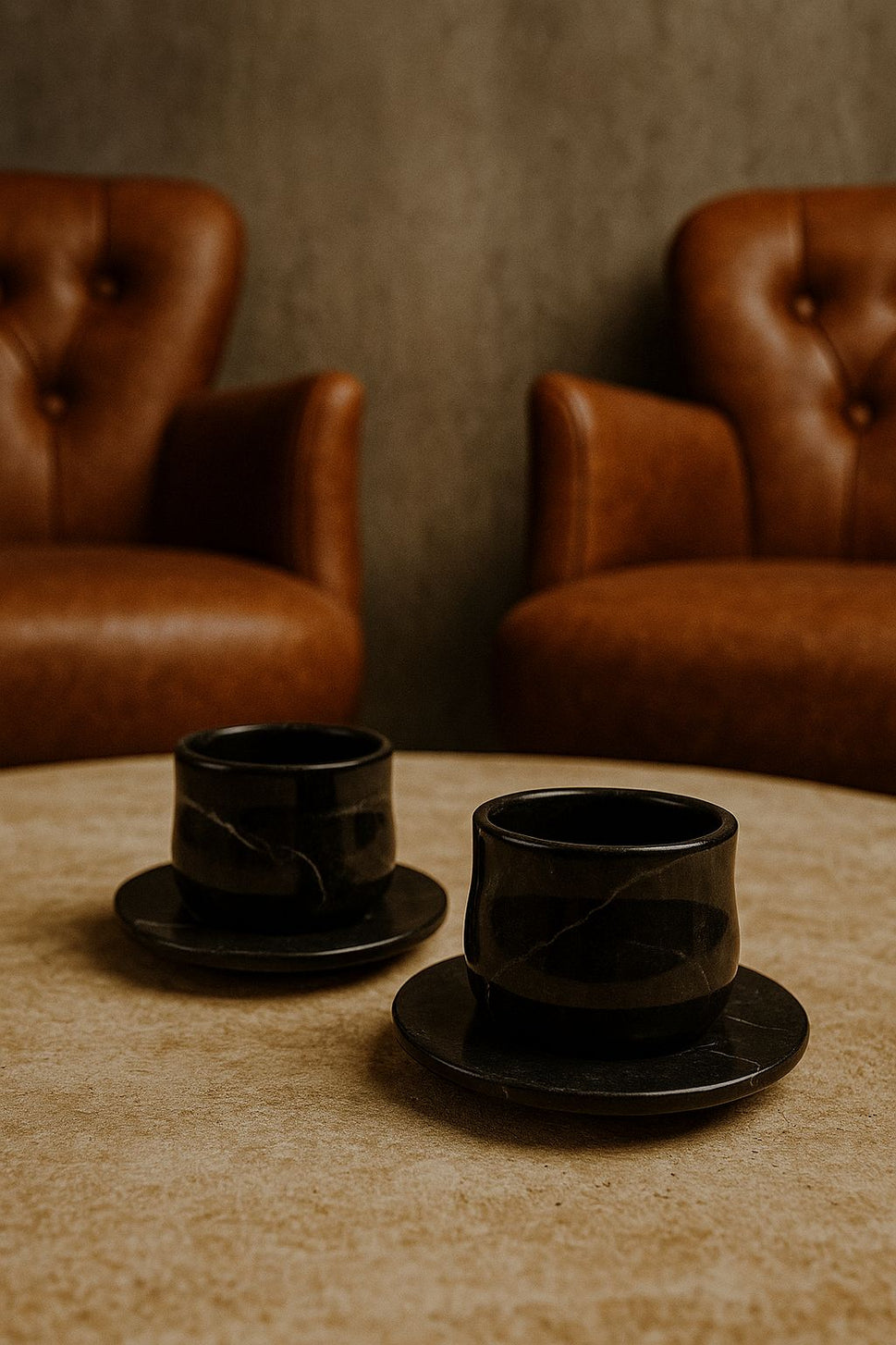 Marble Espresso Cup and Saucer Set of 2