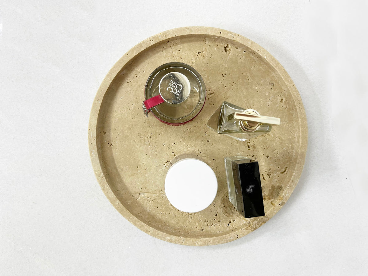 Round Travertine Serving Tray