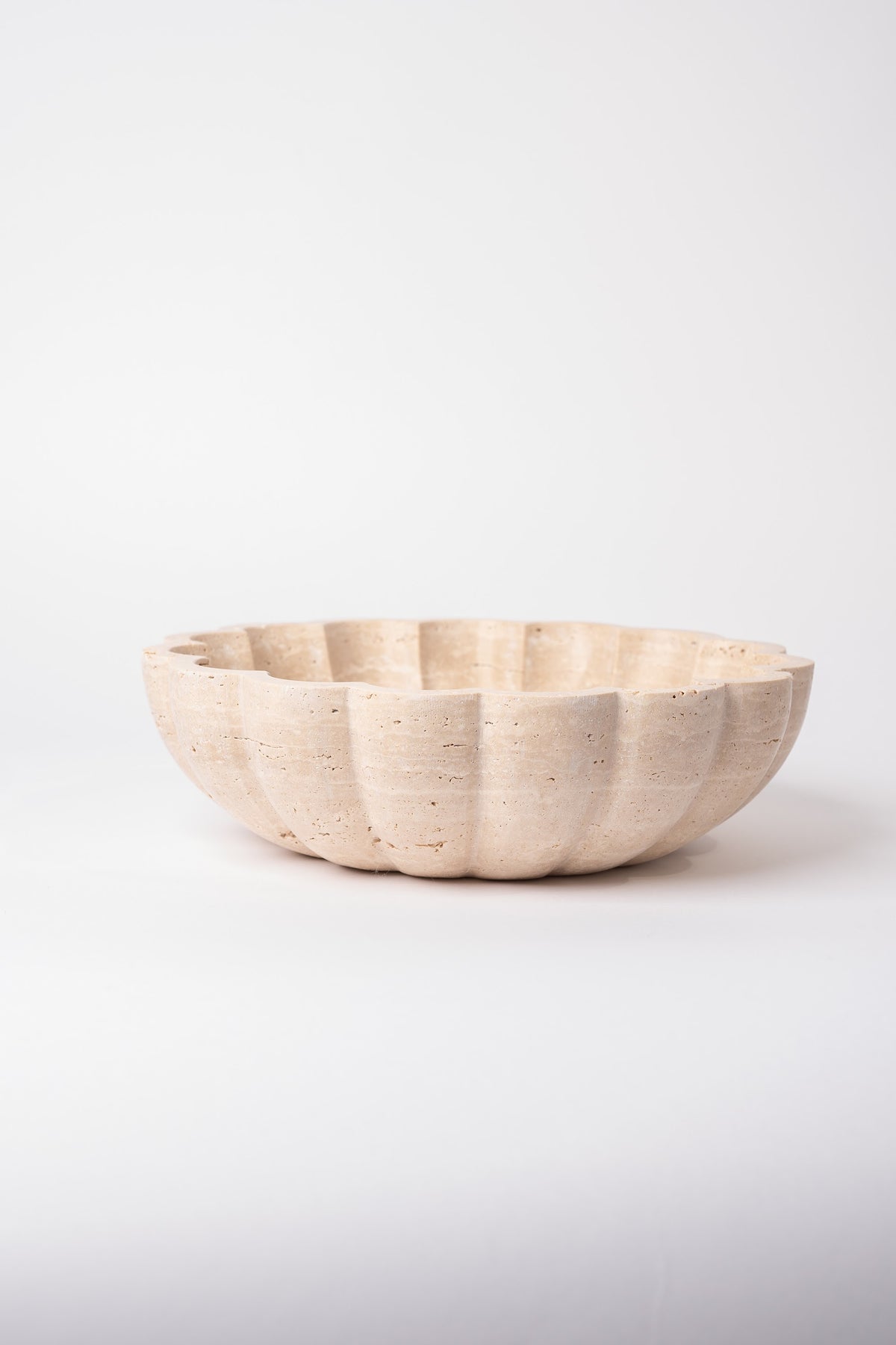 Scalloped Flower Travertine Bowl