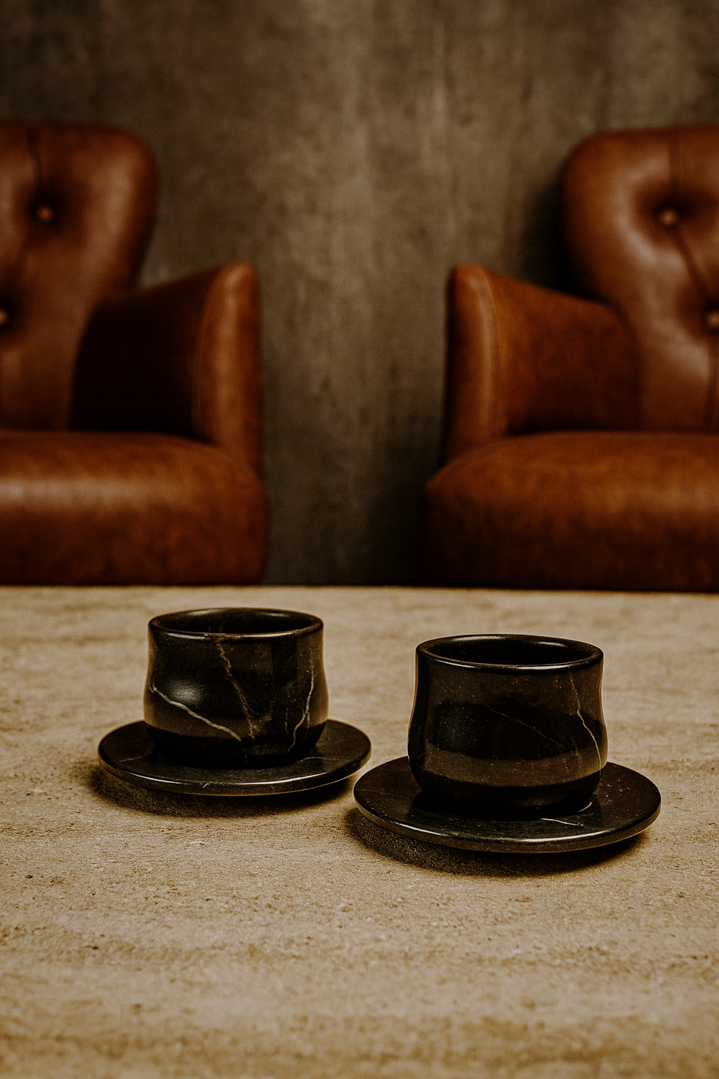 Marble Espresso Cup and Saucer Set of 2