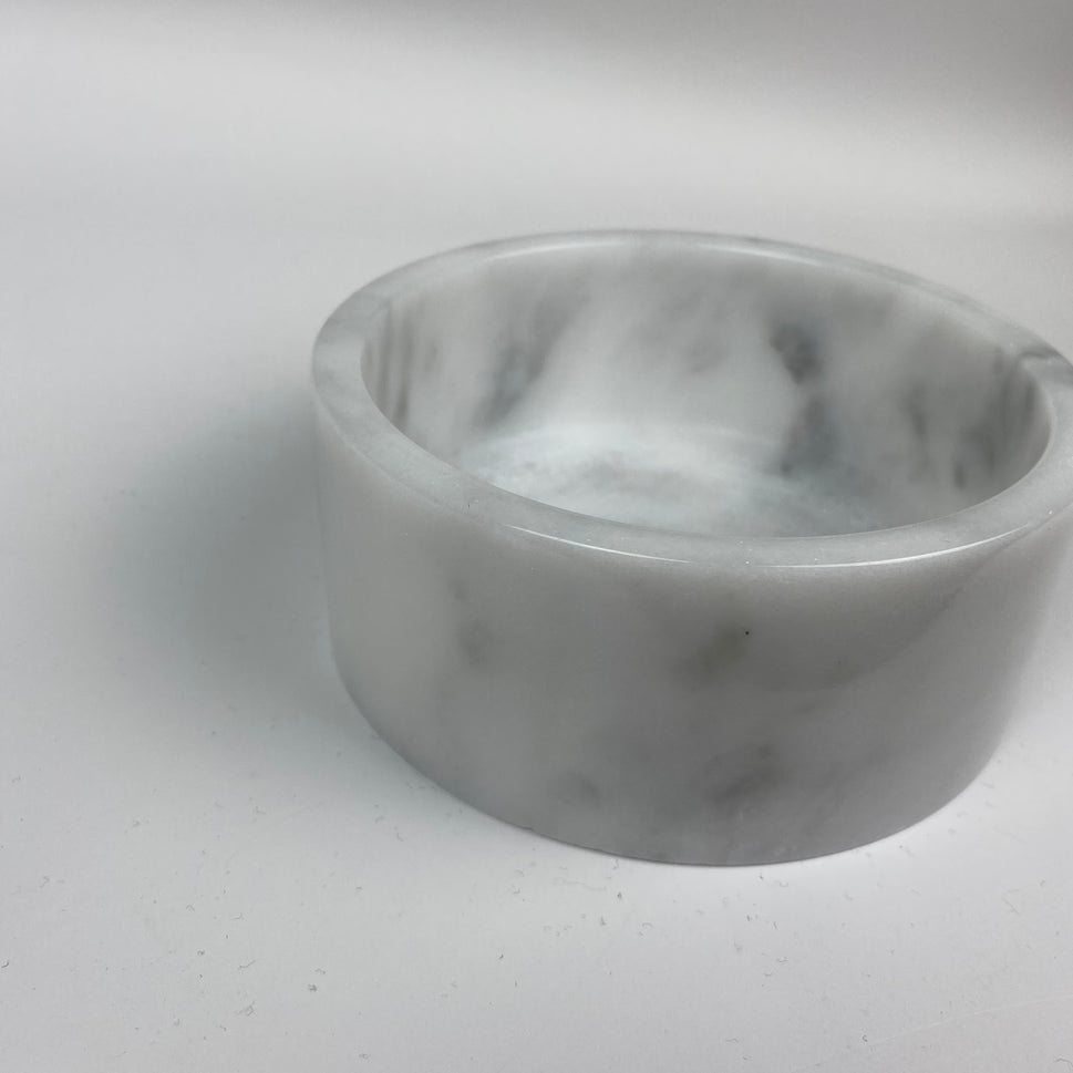 White Marble Pet Water Bowl