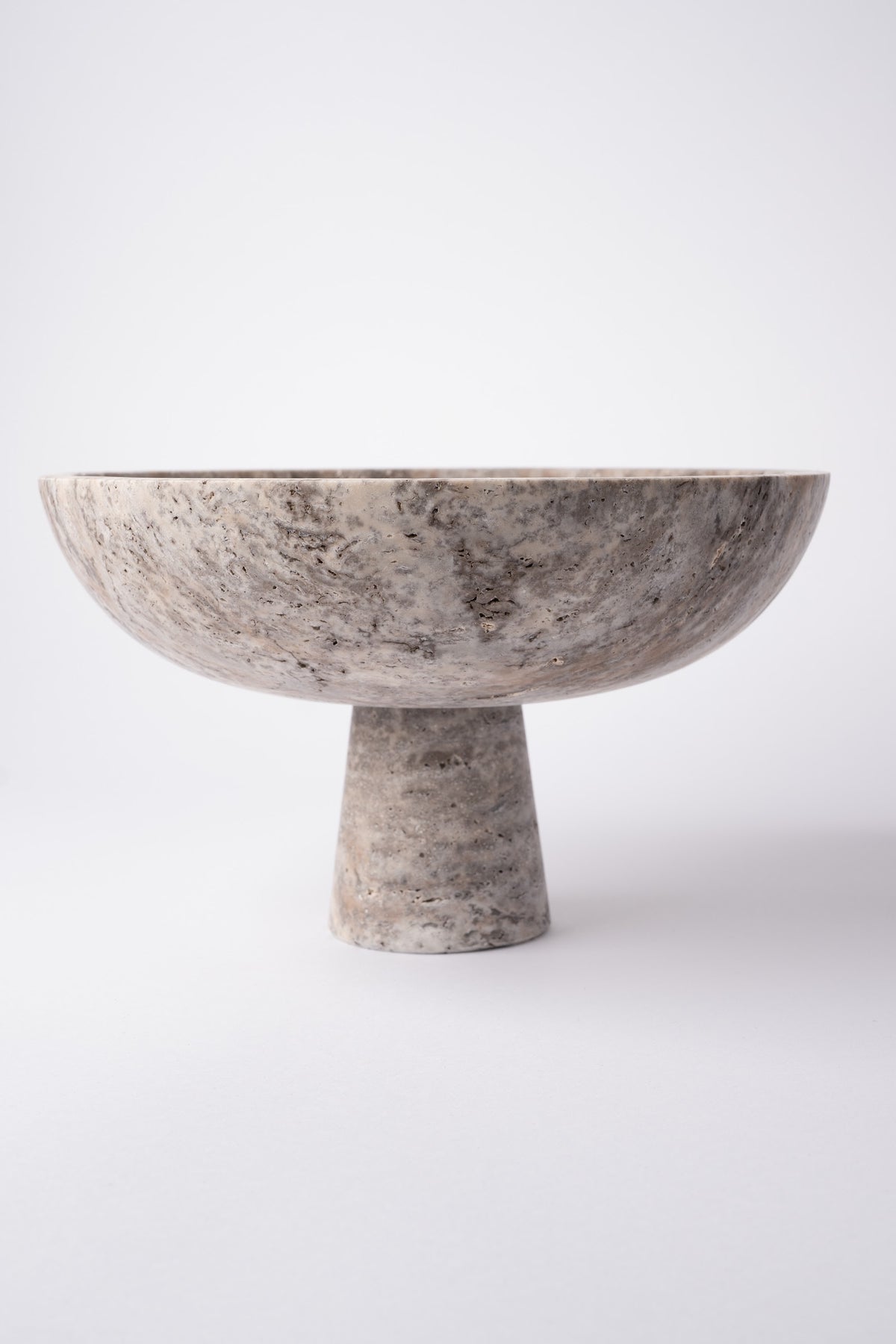 Silver Travertine Pedestal Bowl