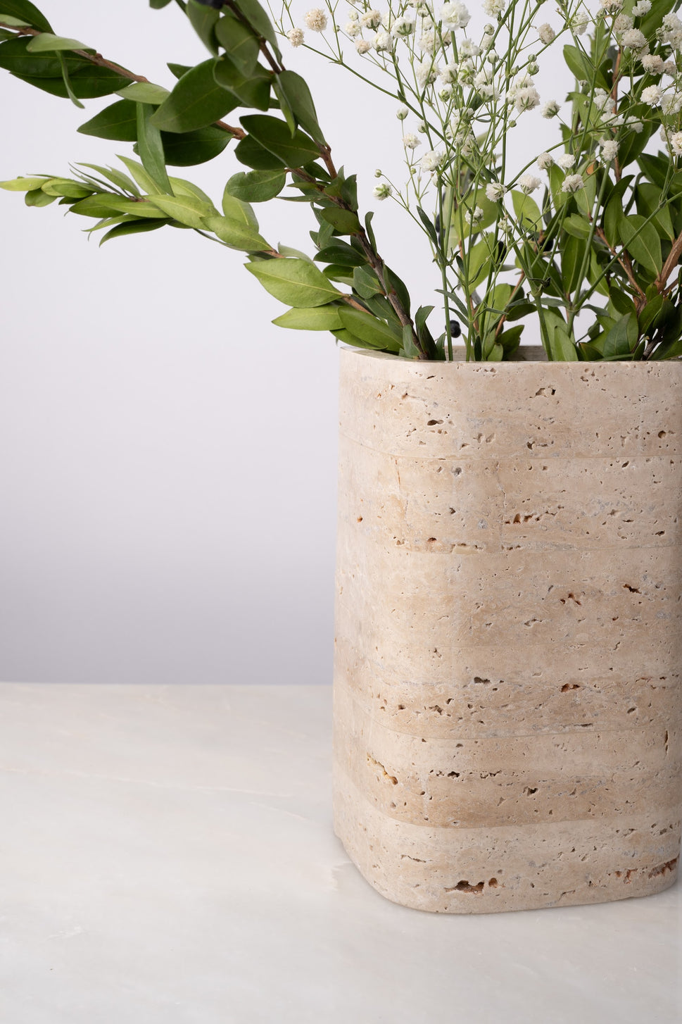 Cylinder Travertine Vase