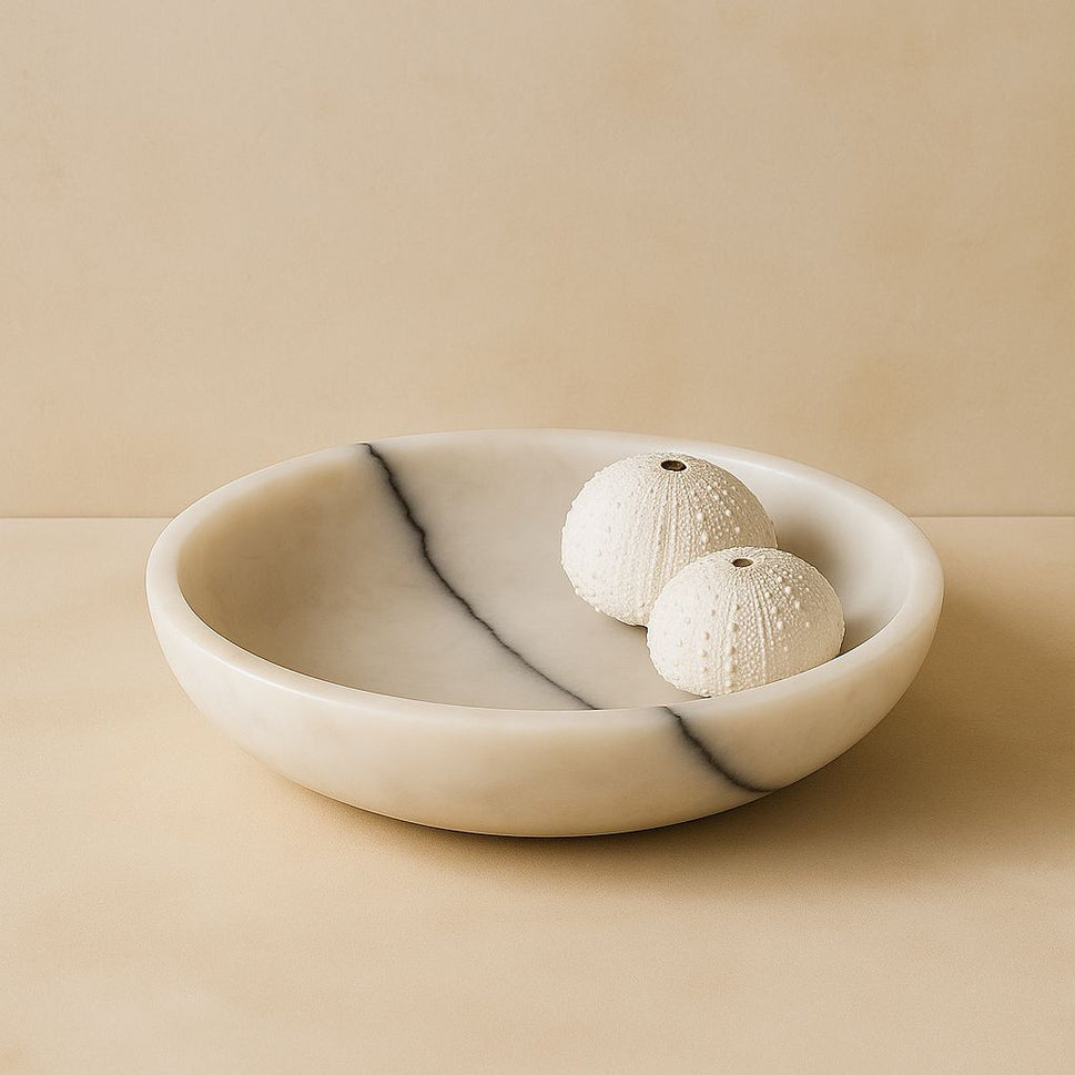 White Marble Shallow Bowl