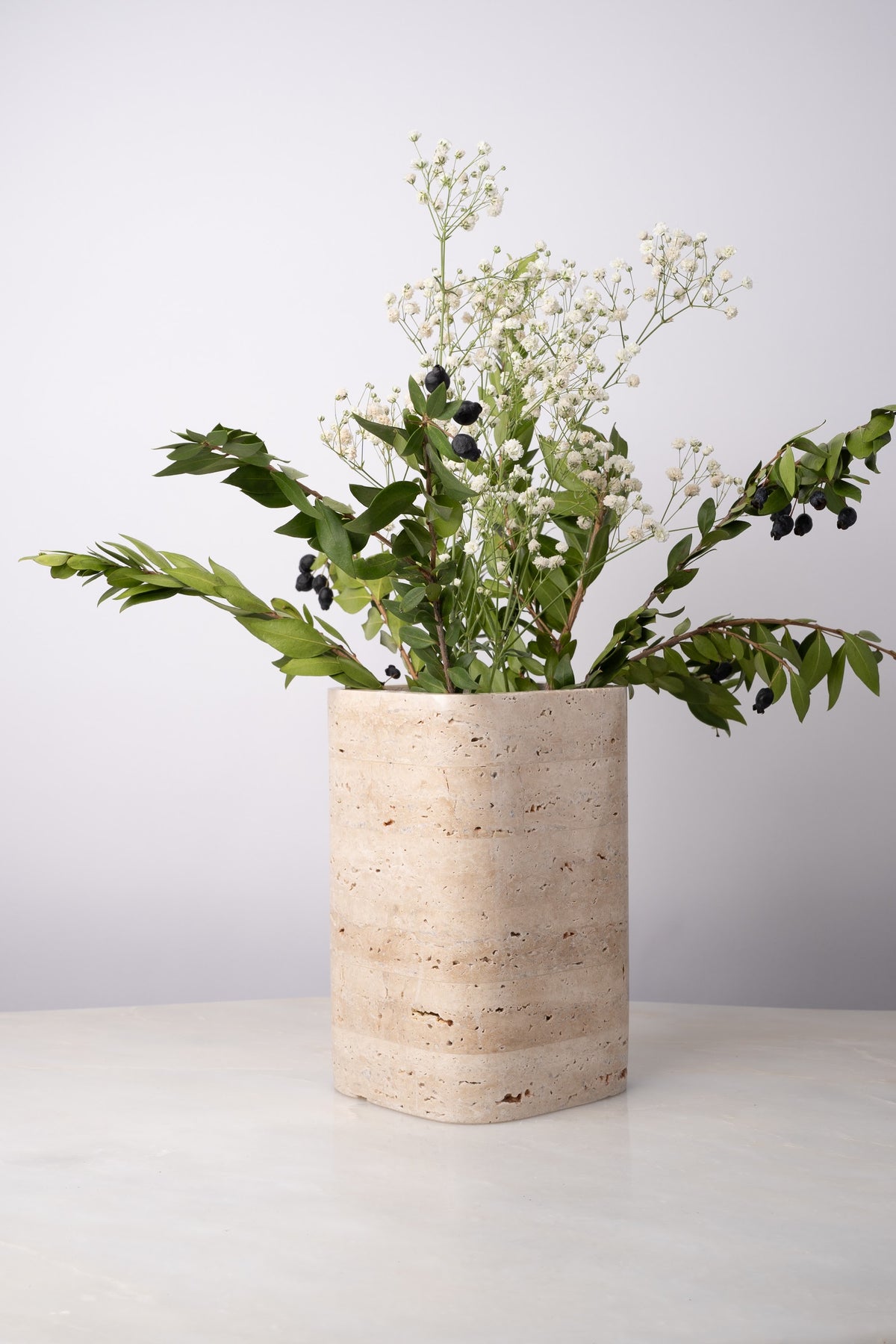 Cylinder Travertine Vase