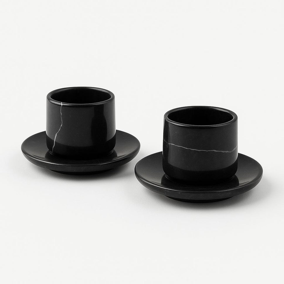 Marble Espresso Cup and Saucer Set of 2