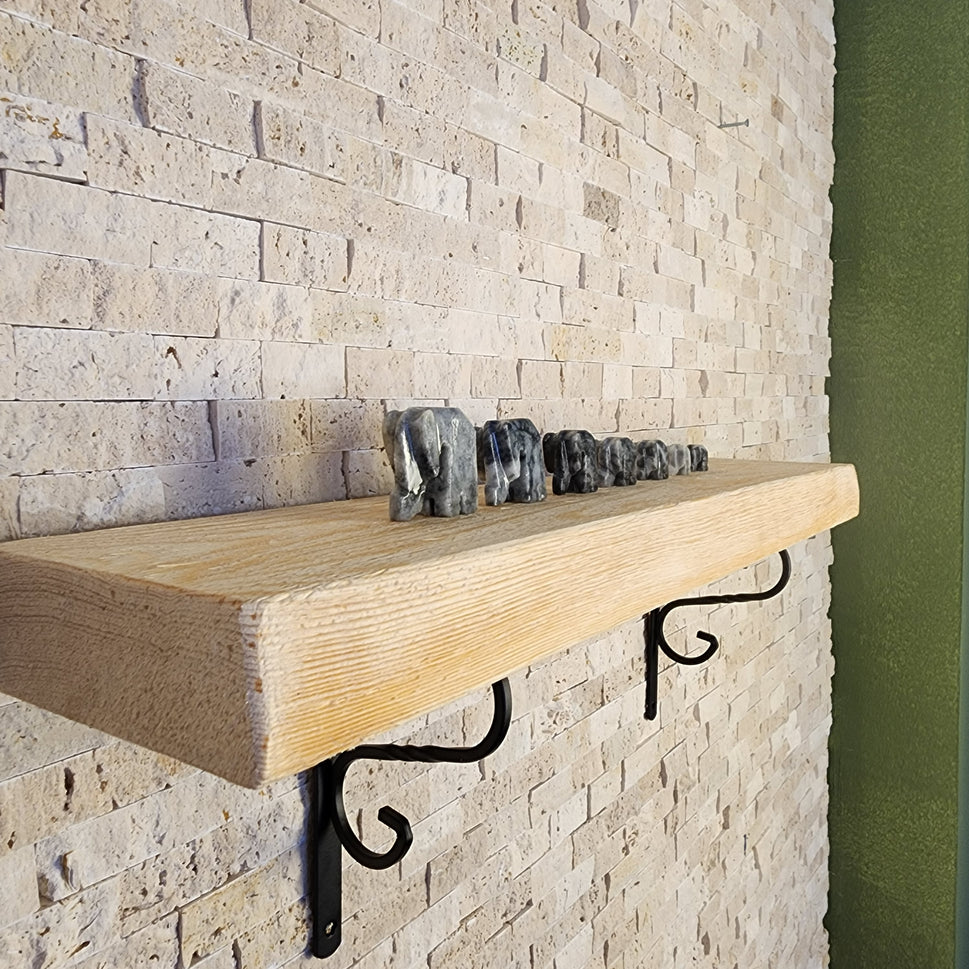 Farmhouse Floating Shelf with Metal Brackets - Custom Size Shelves