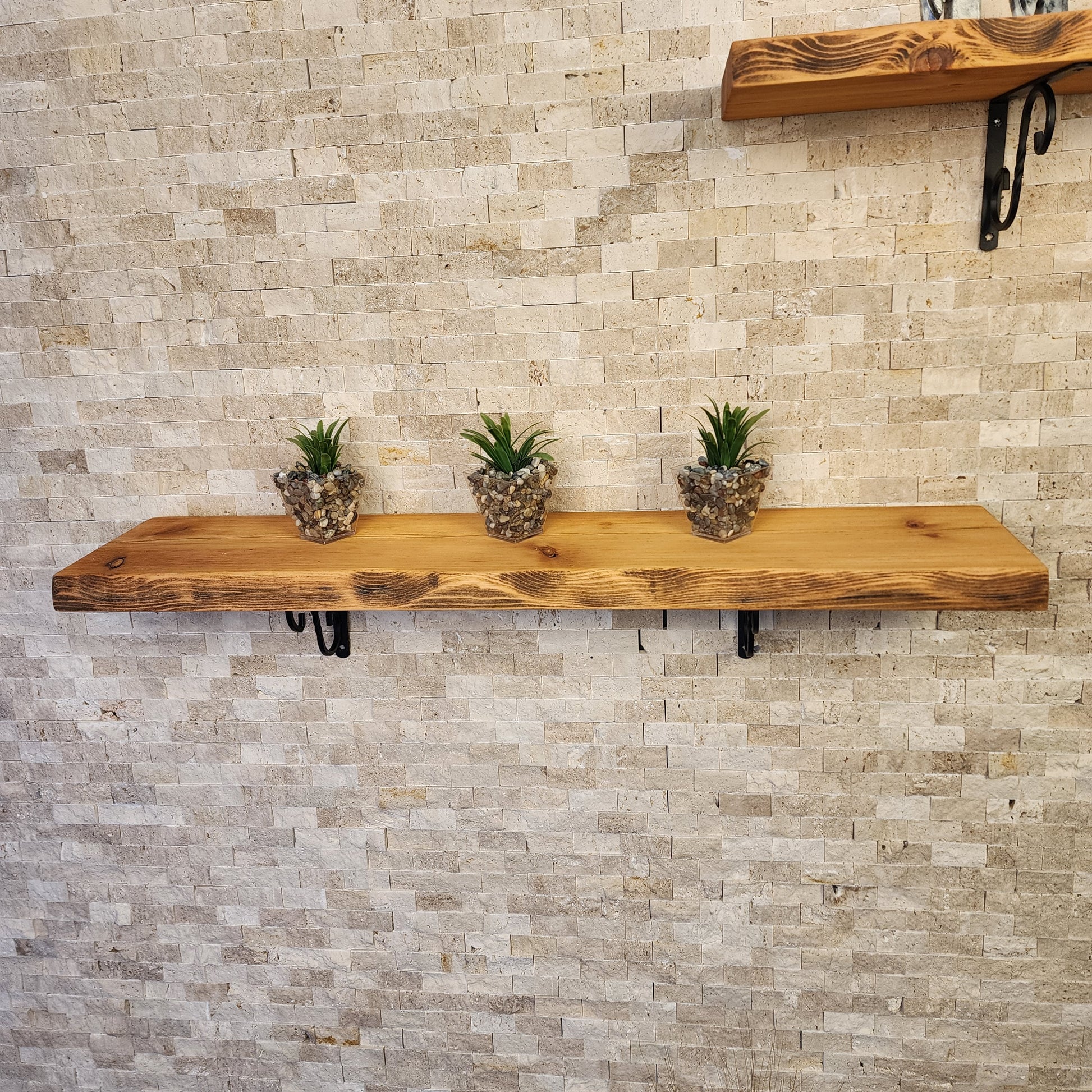 Farmhouse Floating Shelf with Metal Brackets - Custom Size Shelves